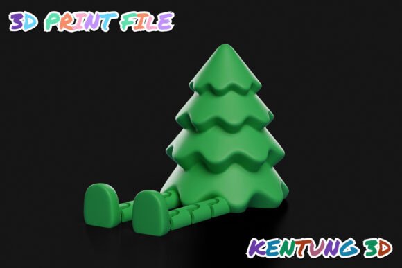 Articulated Christmas Tree 3D STL - Print-in-Place Festive Desk Toy - Image 1