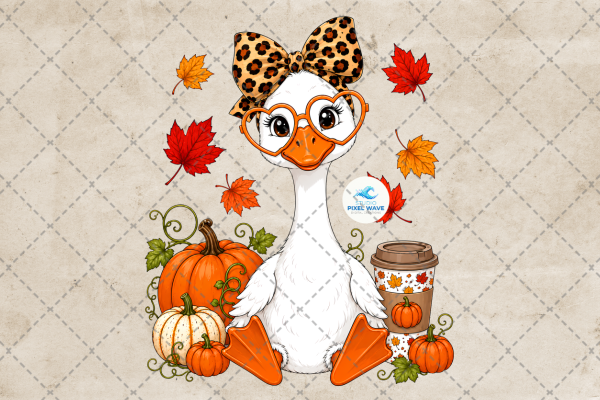Autumn Goose Pumpkin Spice Coffee Png