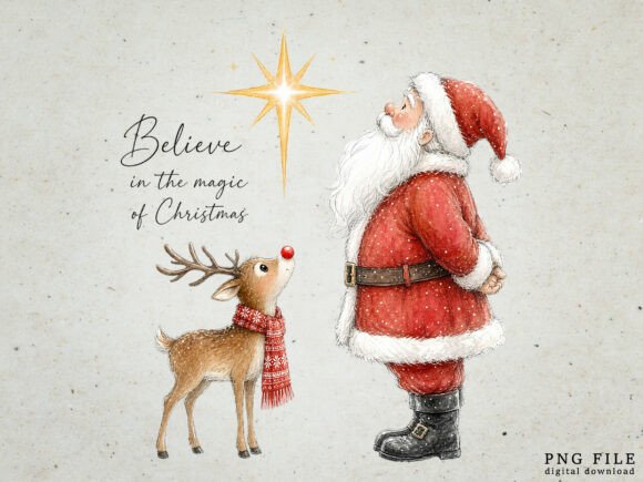 Believe in the Magic of Christmas PNG Graphic Illustrations By daily.arts