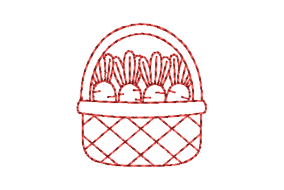 Carrot Basket Outline Redwork Embroidery