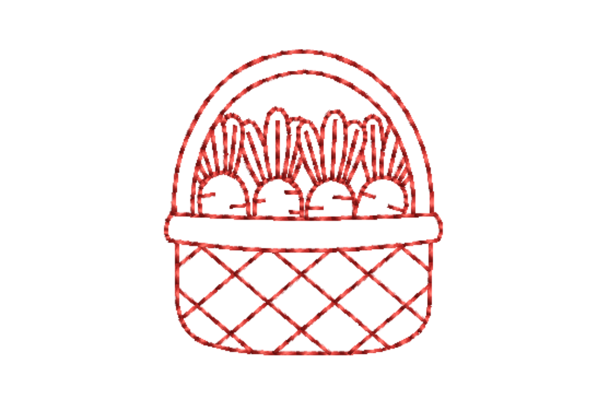 Carrot Basket Outline Redwork Embroidery