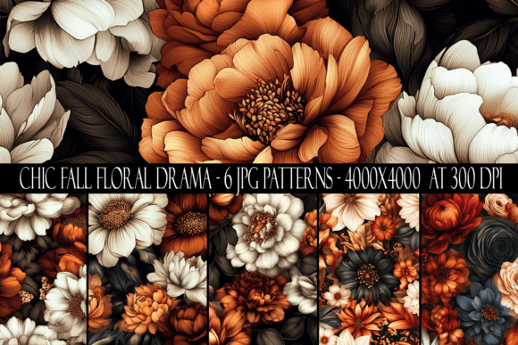 Chic Fall Floral Drama Seamless Patterns