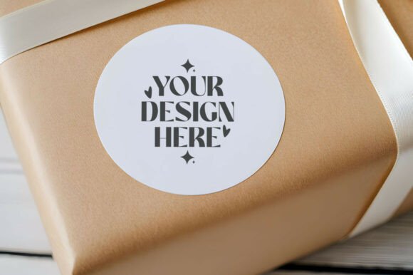 Christmas Gift Sticker Mockup