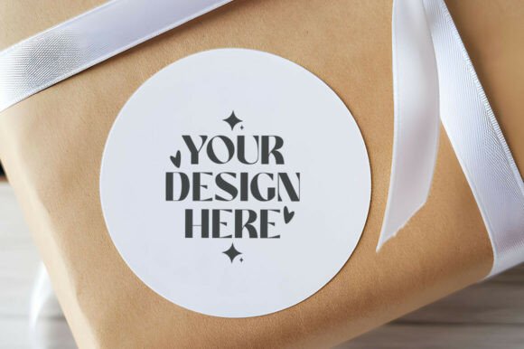 Christmas Gift Sticker Round Mockup