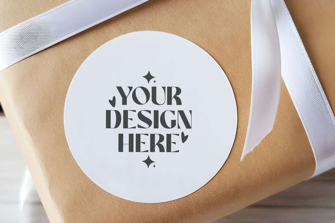 Christmas Gift Sticker Round Mockup