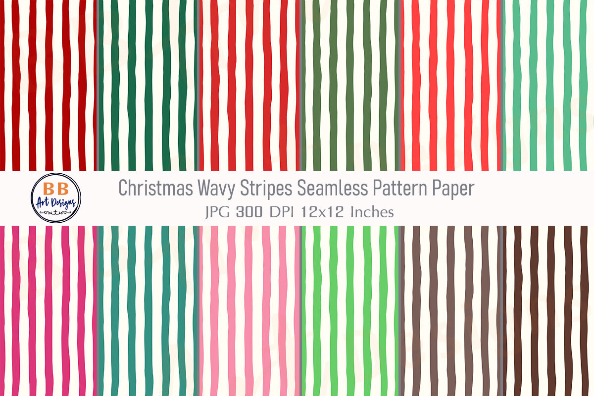 Christmas Pattern Xmas Wavy Stripe Paper