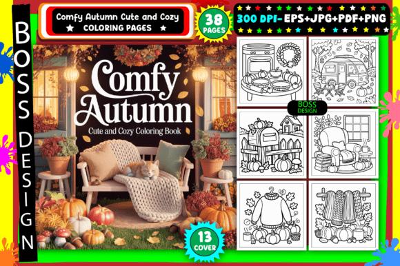 Comfy Autumn: Cute and Cozy Coloring