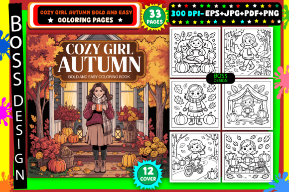 Cozy Girl Autumn: Bold and Easy Coloring