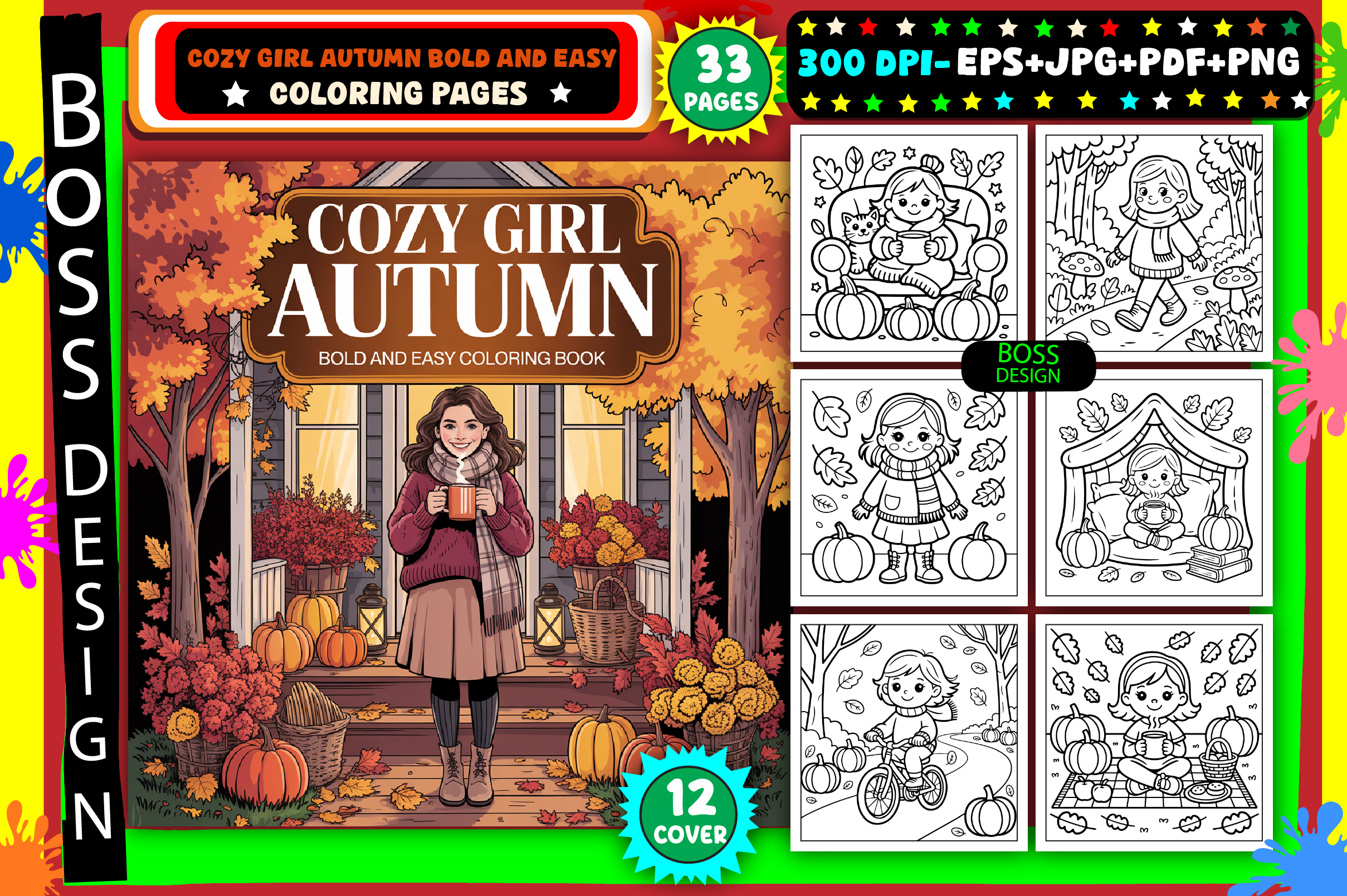 Cozy Girl Autumn: Bold and Easy Coloring