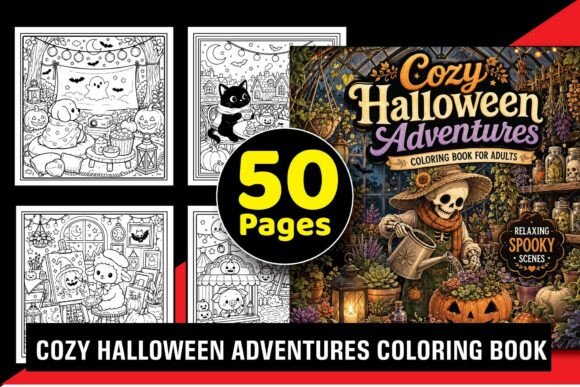 Cozy Halloween Adventures Coloring Book
