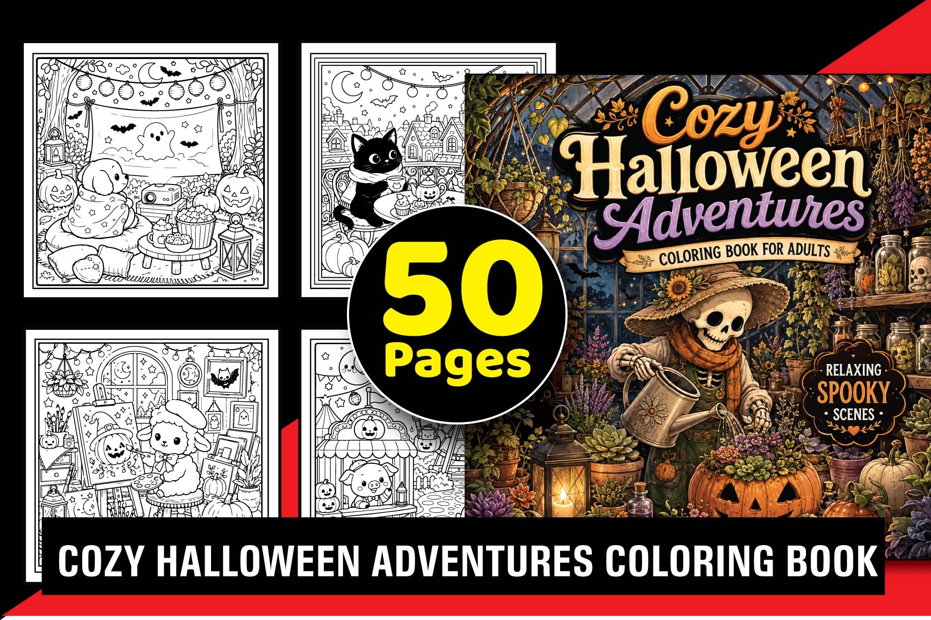 Cozy Halloween Adventures Coloring Book