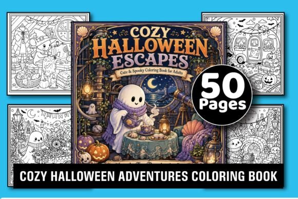 Cozy Halloween Adventures Coloring Book