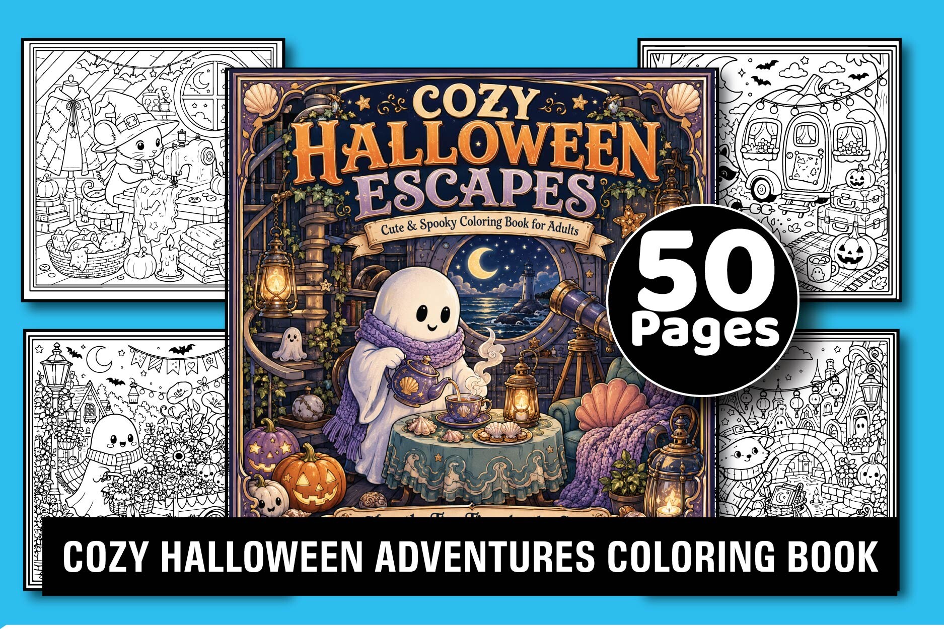 Cozy Halloween Adventures Coloring Book