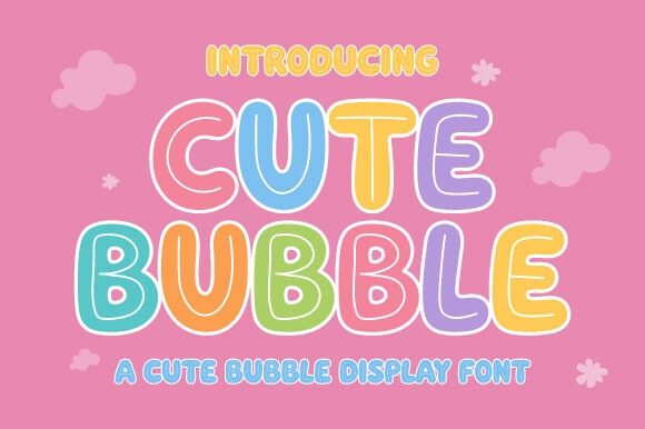 Cute Bubble preview, soft adorable bubble font