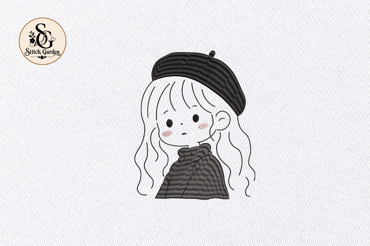 Cute Girl Winter Beanie Embroidery