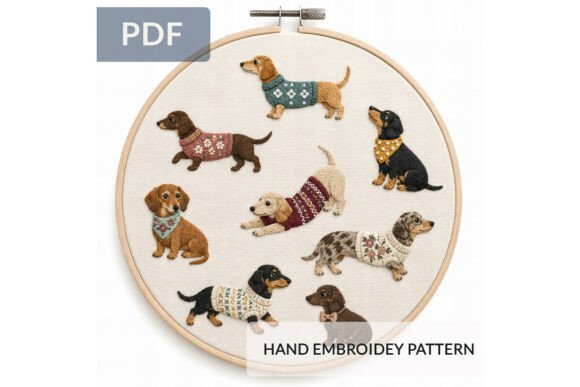 Dachshund Embroidery Pattern PDF Cute