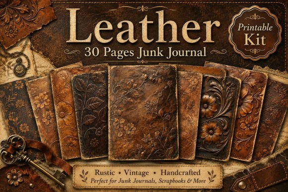 Embossed Leather Junk Journal Papers