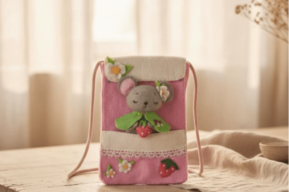 Felt Mouse Sewing with Crossbody Bag