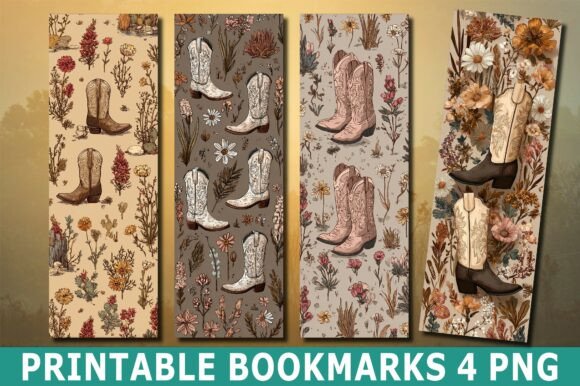 Floral Cowboy Boots Pattern Bookmark