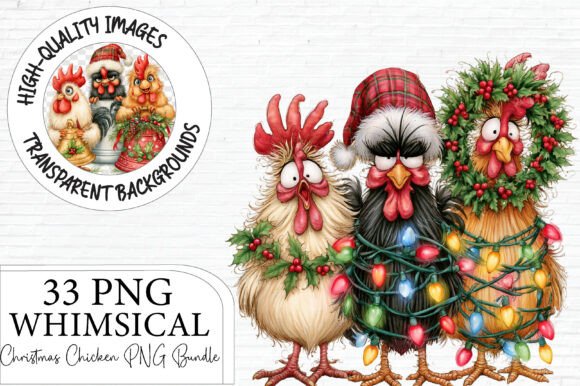 Funny Holiday Chicken Clipart Bundle