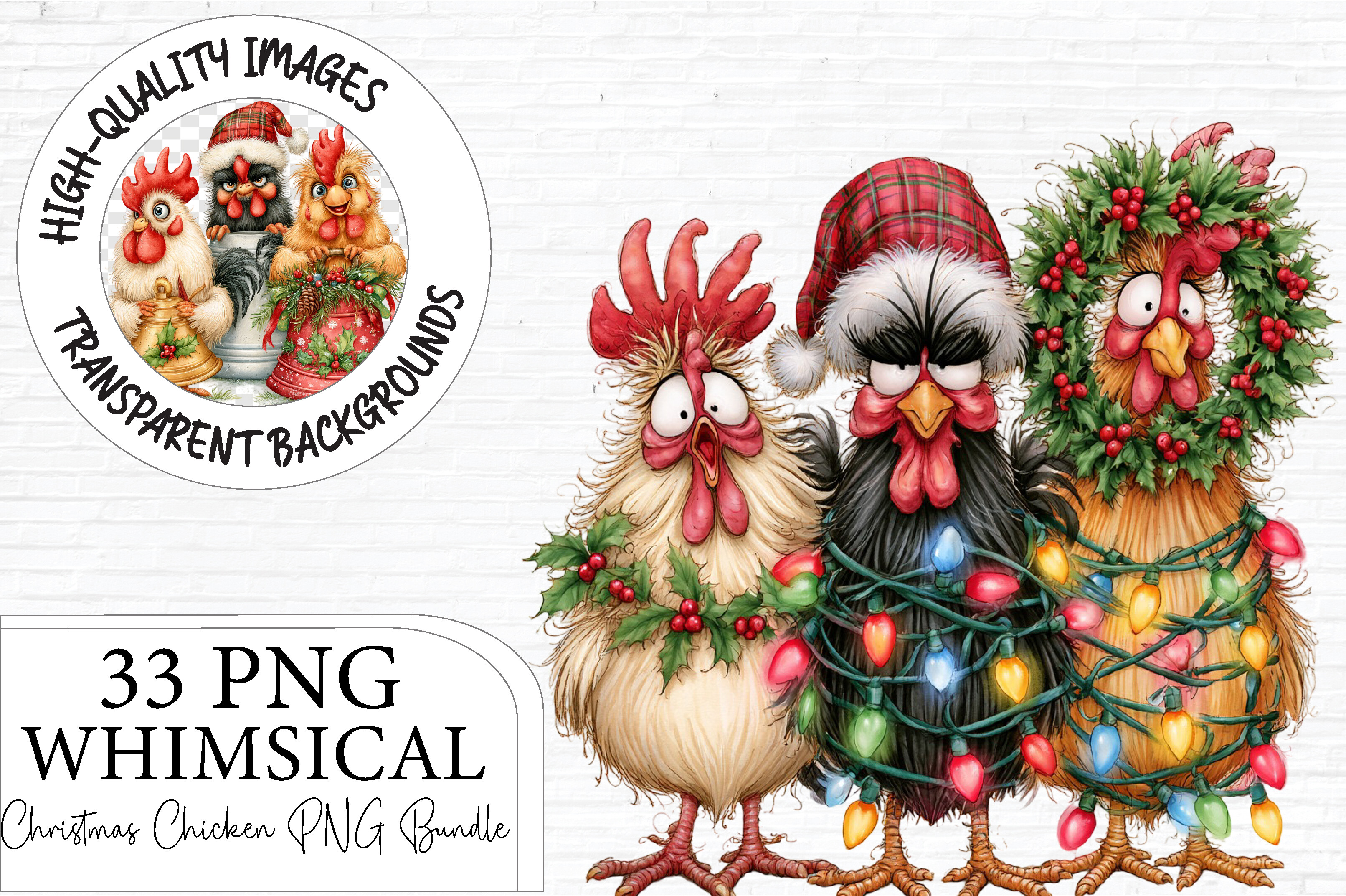 Funny Holiday Chicken Clipart Bundle