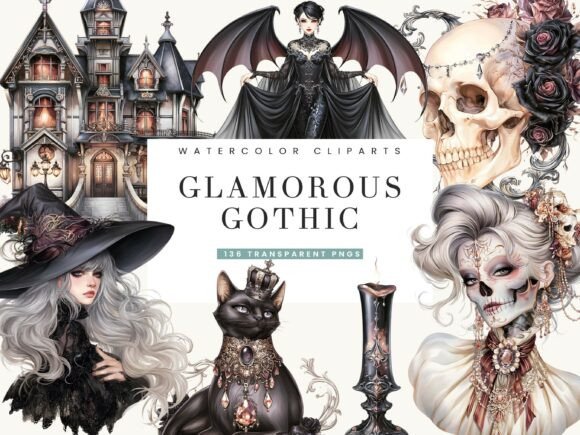 Glamorous Gothic Halloween Clipart