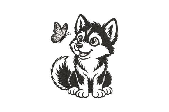 Husky with Butterfly