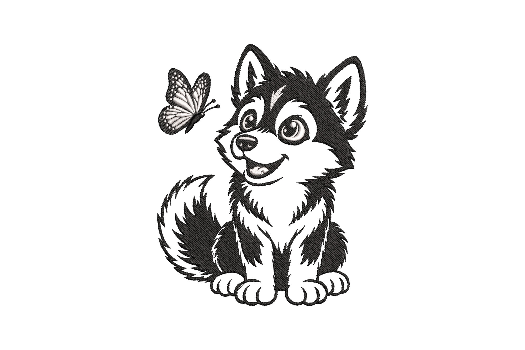 Husky with Butterfly