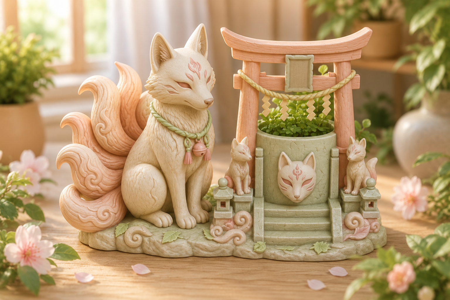 Kitsune Shrine Planter STL - 3D Printable Japanese Fox Garden - Image 3