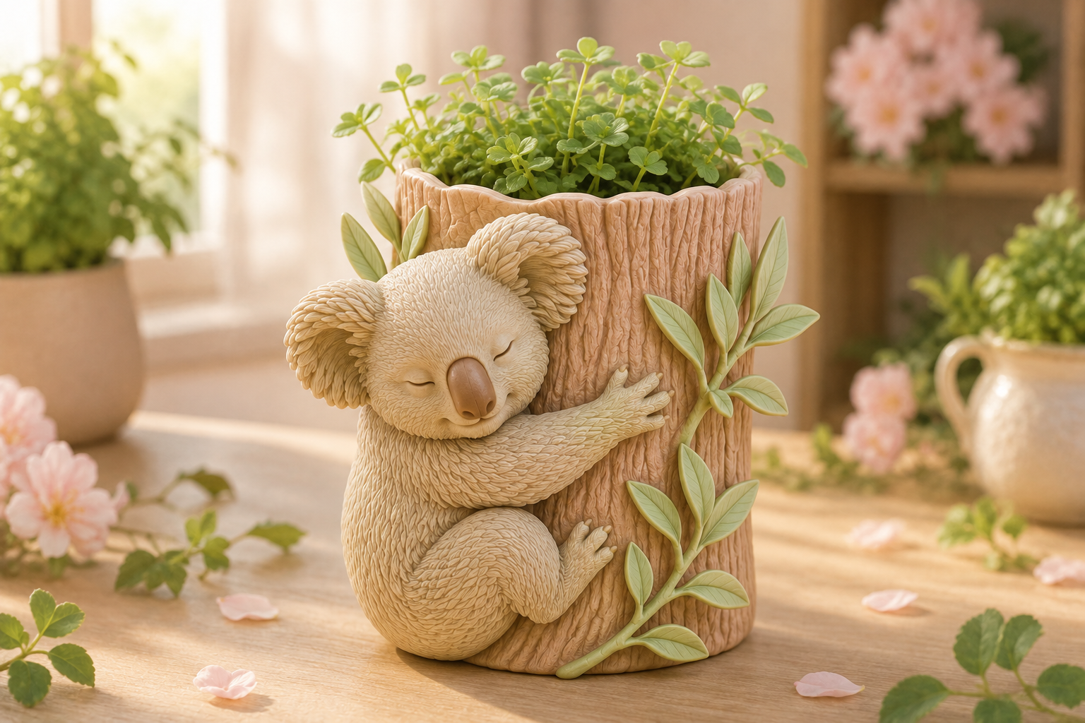 Koala Tree Planter STL – Cute Sleeping Koala 3D Printable Flower Pot - Image 3