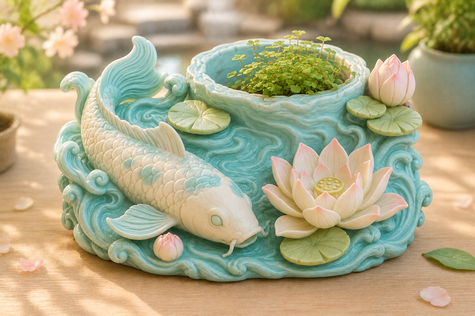 Koi Pond Planter STL - Japanese Garden 3D Printing Model - Image 3