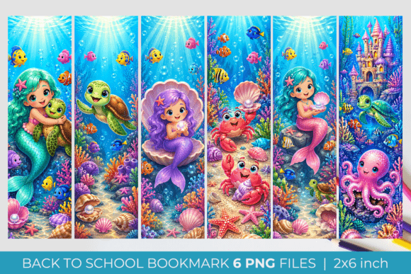 Mermaid Bookmarks for Kids, Sea Bookmark