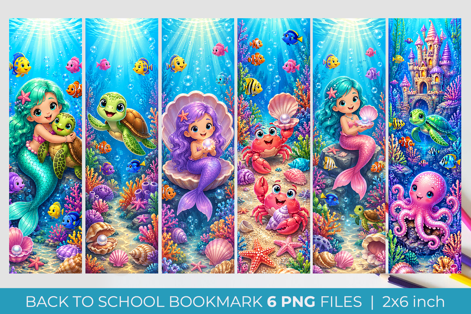 Mermaid Bookmarks for Kids, Sea Bookmark