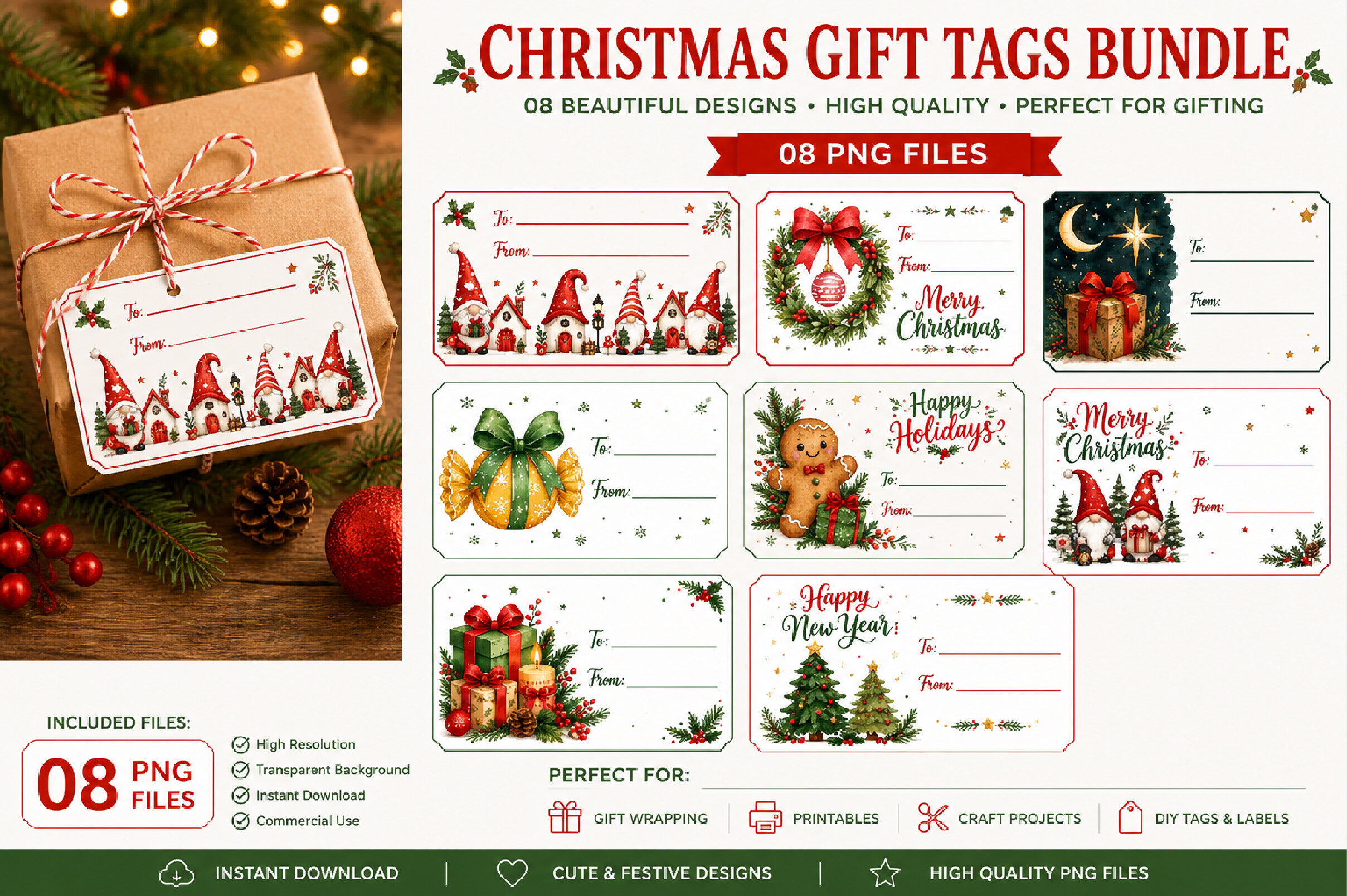 Merry Christmas Gift Tags PNG