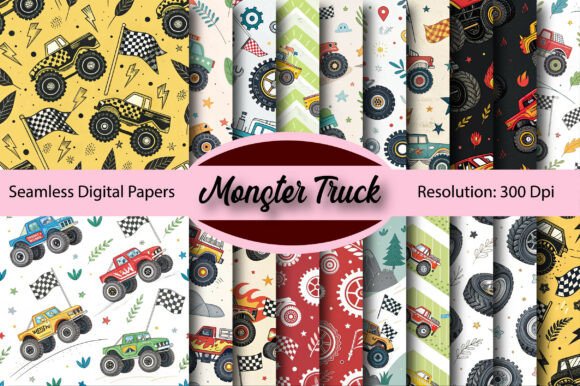 Monster Truck Seamless Digital Paper