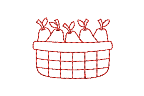 Pear Basket Outline Redwork Embroidery
