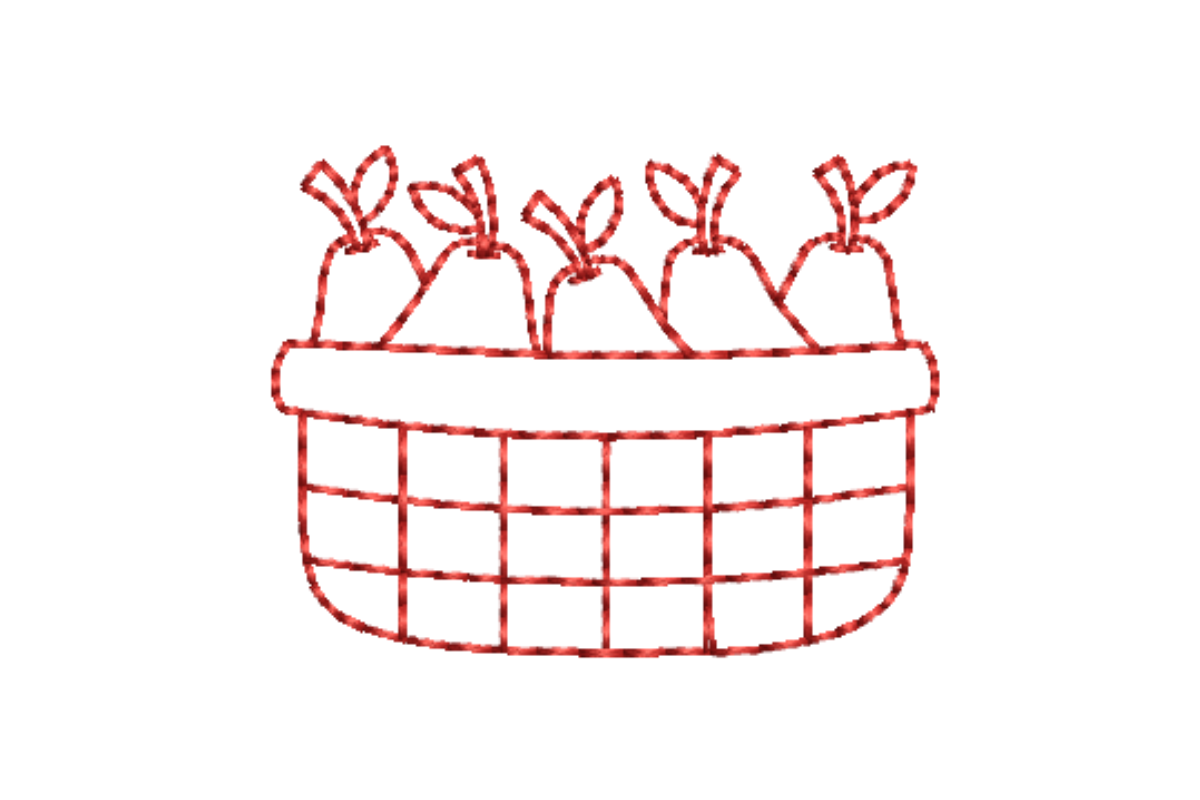 Pear Basket Outline Redwork Embroidery