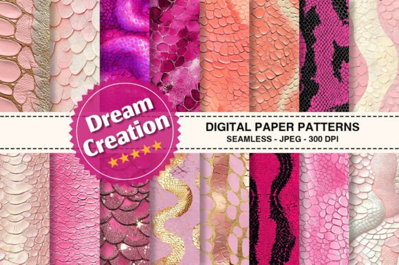 Pink Snake Digital Paper Pack
