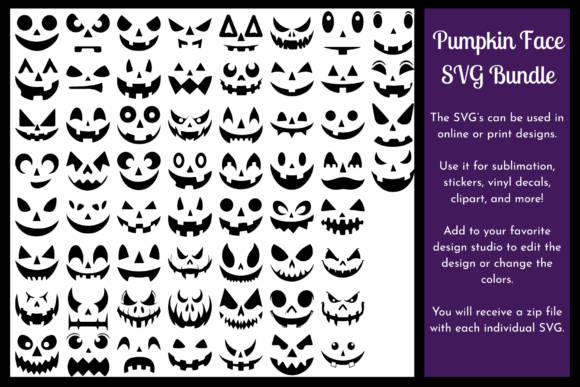 Pumpkin / Jack-O-Lantern Face SVG Bundle