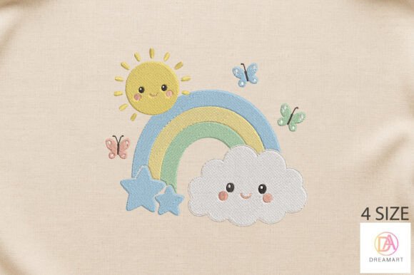 Rainbow Cloud Embroidery Design