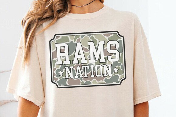 Rams Nation Camo Sports Mascot PNG