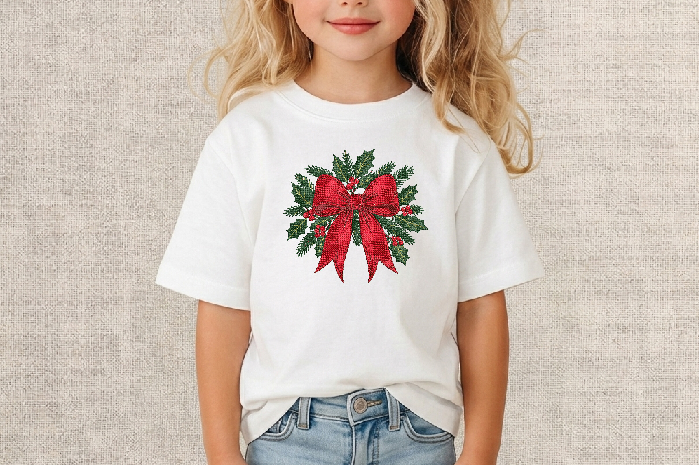 Red Christmas Bow Embroidery Design - photo 4