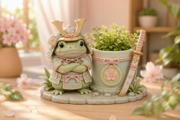 Samurai Frog Planter STL | 3D Printable Succulent Pot - Image 1