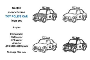 Sketch Toy Police Car Icon Set Graphic by davidzydd · Creative Fabrica