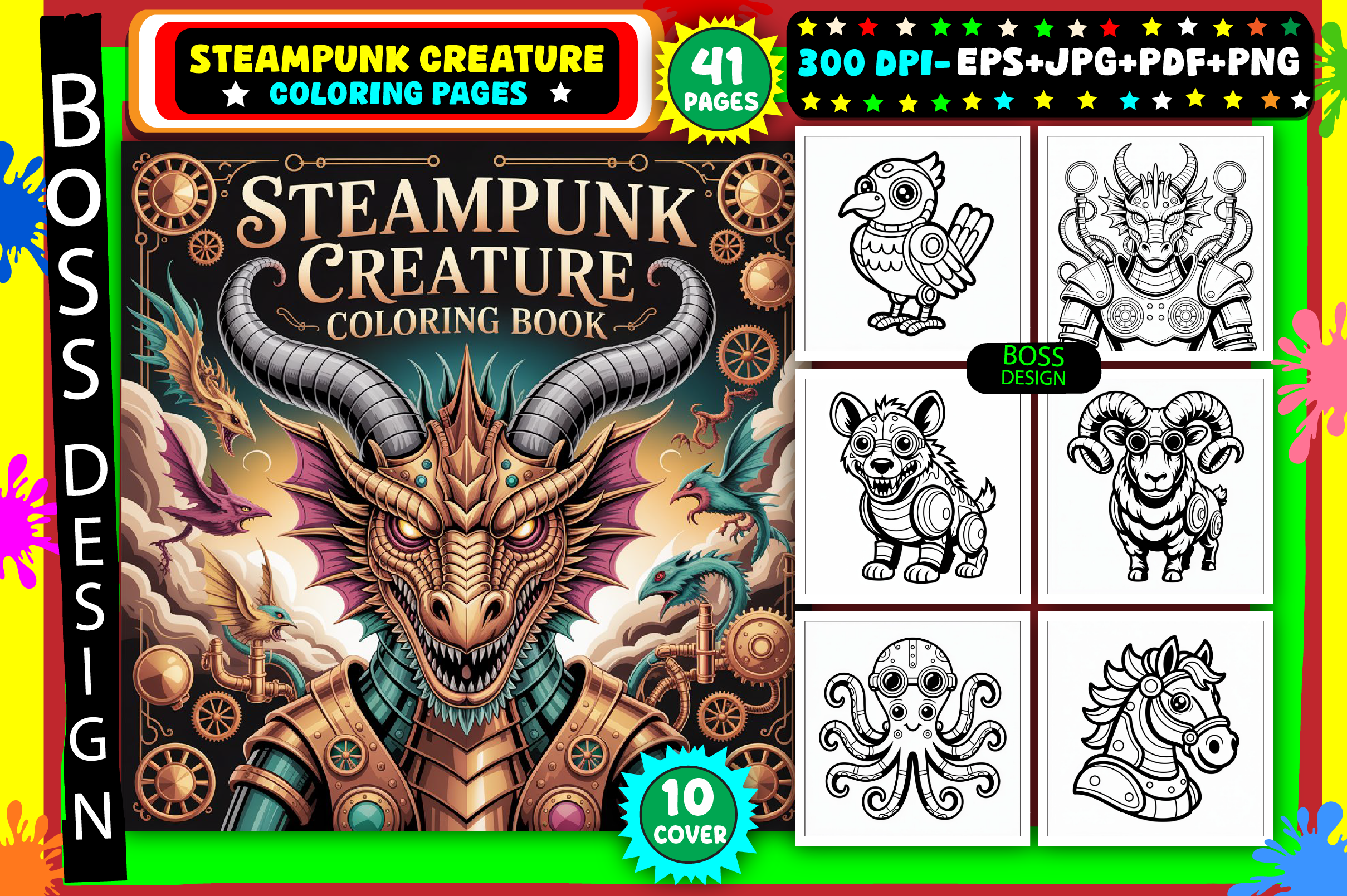 Steampunk Creature Coloring Pages