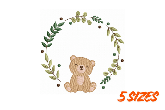 Teddy Bear Wreath Embroidery Design