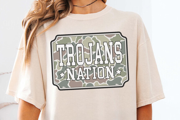 Trojans Nation Camo Sports Mascot PNG