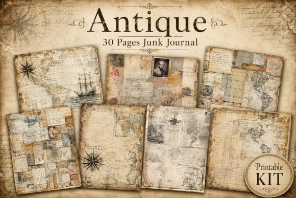 Vintage Maps & Aged Paper Junk Journal