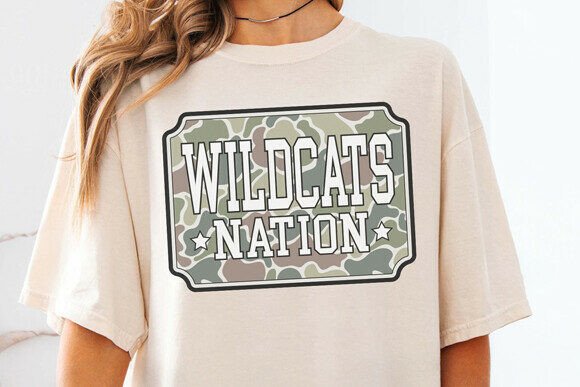 Wildcats Nation Camo Sports Mascot PNG