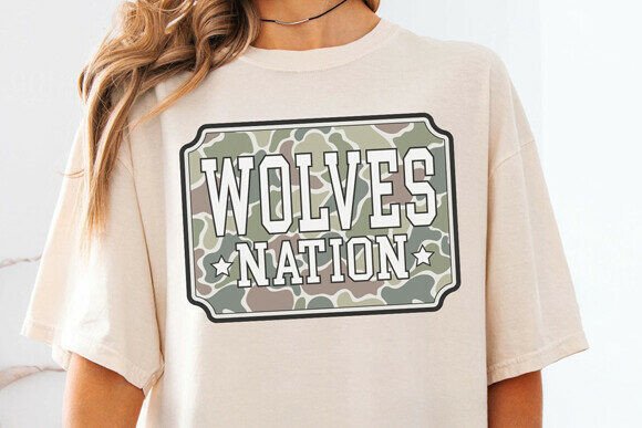 Wolves Nation Camo Sports Mascot PNG